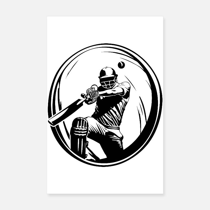 Cricket Mann Silhouette Poster 20x30 cm