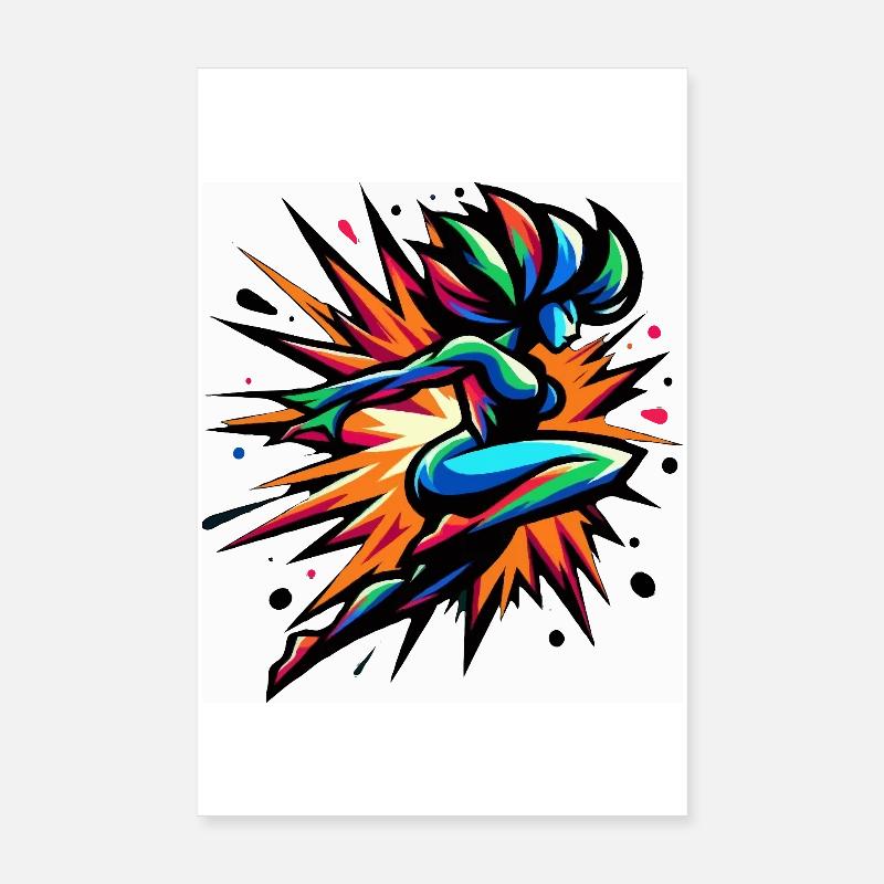 Sprinteur néon coloré Poster 20 x 30 cm