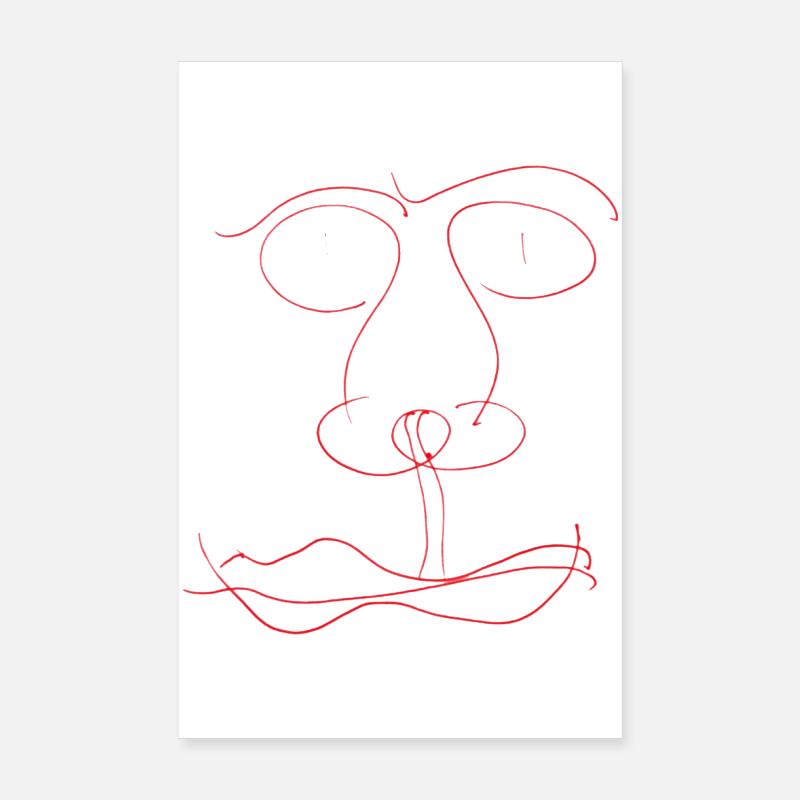 Rotes Liniengesicht Poster 20x30 cm