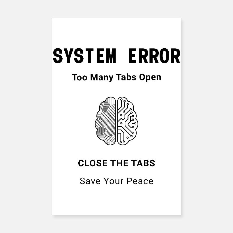 System Error Backprint – Aesthetic Mental Health Poster 20x30 cm