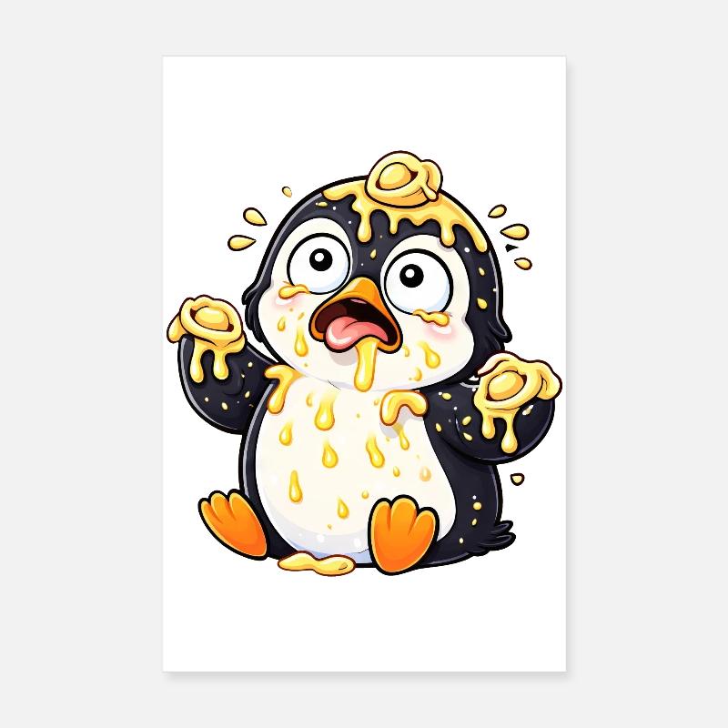Pingouin mignon avec Tortellini maladroite Poster 20 x 30 cm