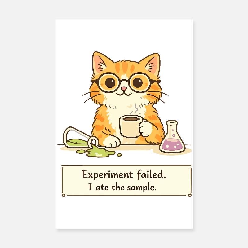 Scientist Cat. Experiment Failed. I Ate the Sample Poster 8" x 12" (20x30 cm)