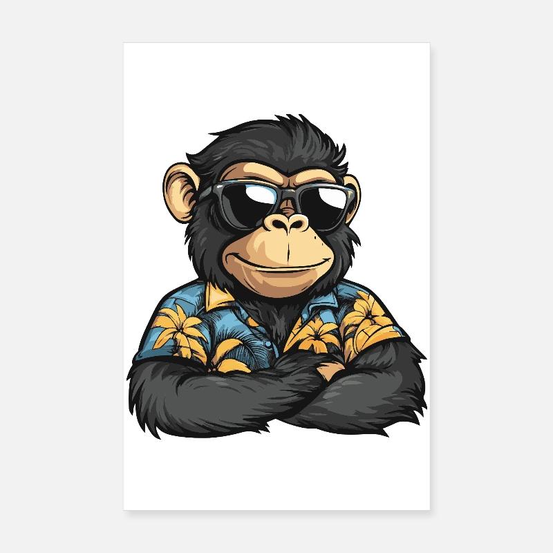 Vacances de bandes dessinées Singe Poster 20 x 30 cm