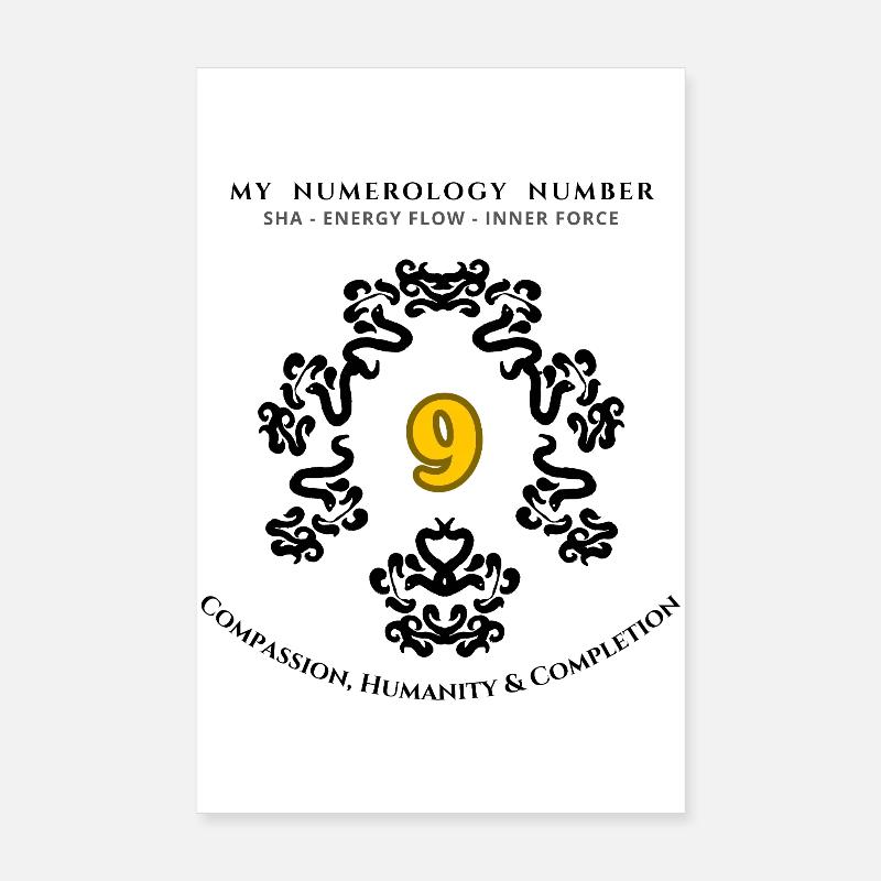 Numéro 9 Symbole de la compassion et de l’humanité Poster 20 x 30 cm