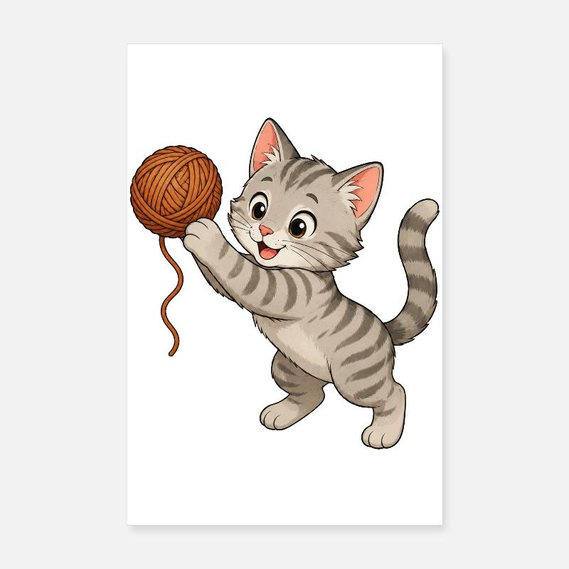 Kitten with wool Poster 8" x 12" (20x30 cm)
