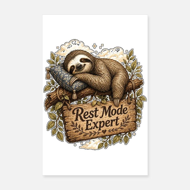 Rest Mode Expert Sloth Poster 8" x 12" (20x30 cm)