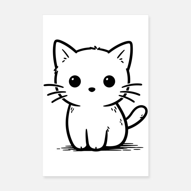 Silhouette de chat nocturne avec des yeux Poster 20 x 30 cm