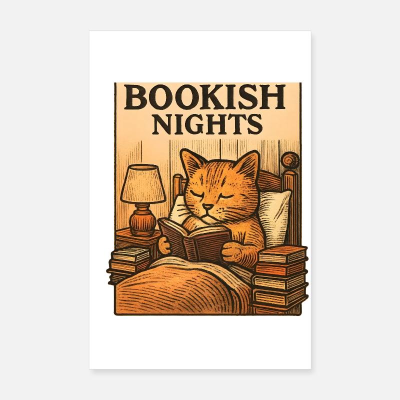 Soirées de chat bookeur au lit Poster 20 x 30 cm