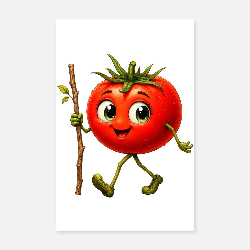 Tomate mit Stock Poster 20x30 cm