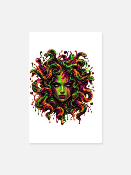 Neon-Gorgon - Poster 20x30 cm - Weiß - Vorne