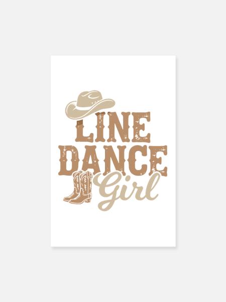 Line Dance Girl Country Linedance Mädchen Western - Poster 20x30 cm - Weiß - Vorne