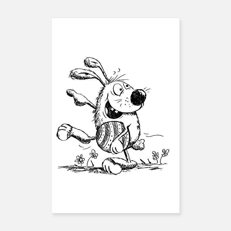 Funny easter bunny with easter egg - easter Poster 8" x 12" (20x30 cm)