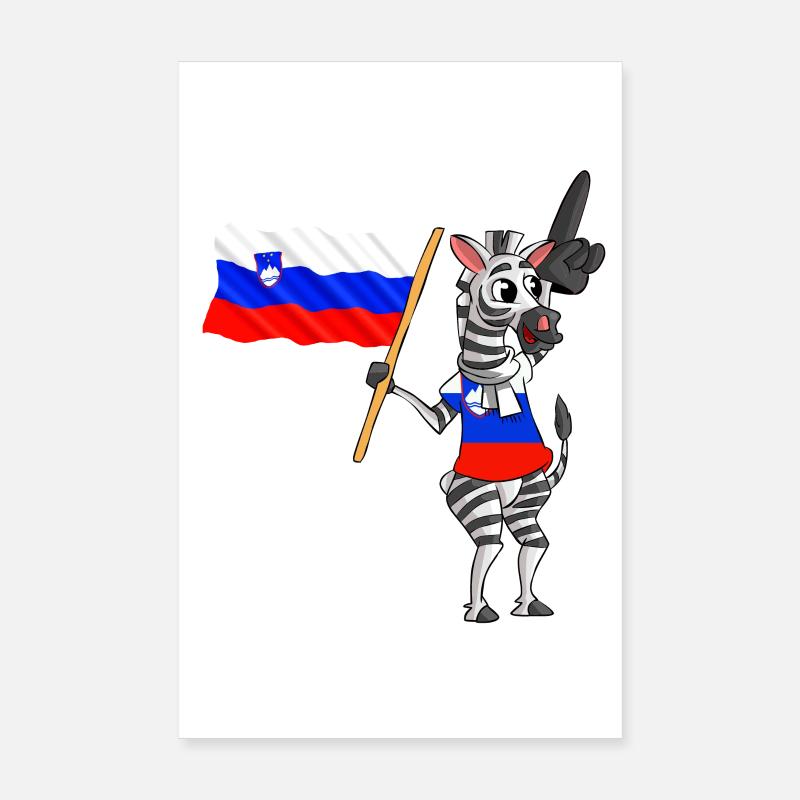 Zebra Slovénie - Poster 20 x 30 cm - blanc