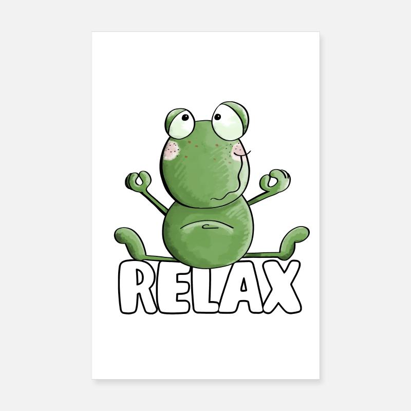 Frog Relaxing Yoga - Frogs - Toad - Quak Poster 8" x 12" (20x30 cm)