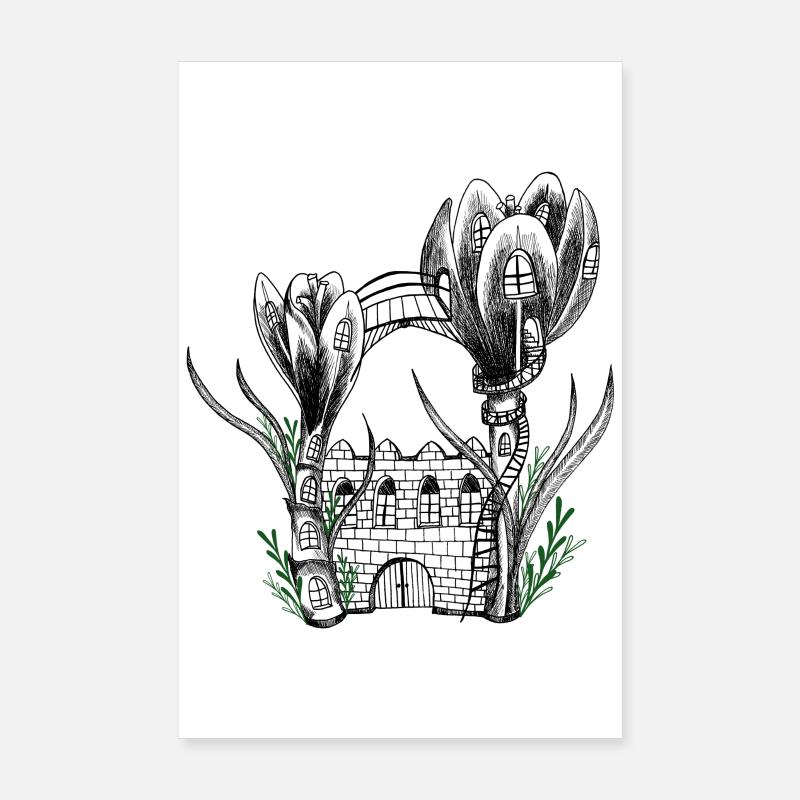 Garden Flower Castle Poster 8" x 12" (20x30 cm)