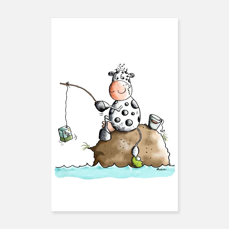 Vache De Pêche Poster 20 x 30 cm