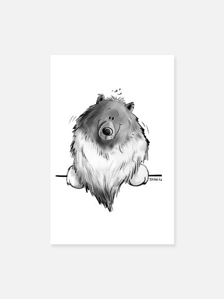 Cadeau drôle de chien de bande dessinée Wolfsspitz I - Poster 20 x 30 cm - blanc - Devant