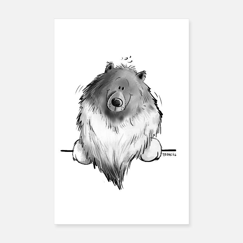 Cadeau drôle de chien de bande dessinée Wolfsspitz I Poster 20 x 30 cm