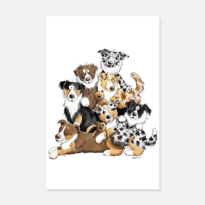 Tas de chien de berger australien I chiens australiens Poster 20 x 30 cm