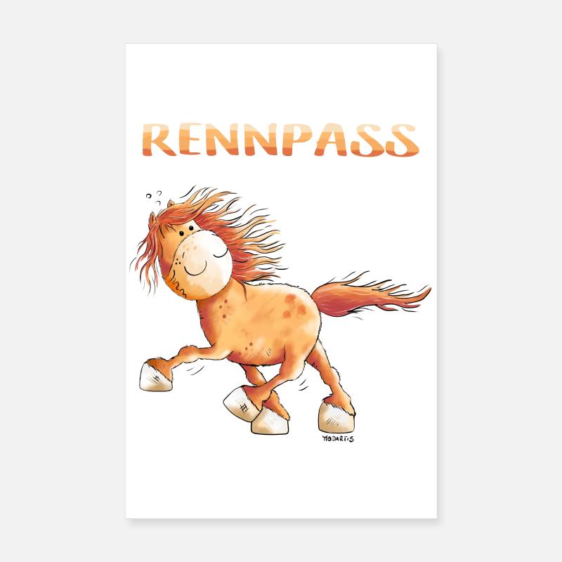 Rennpass Islandpferd - Comic - Fun Poster 20x30 cm