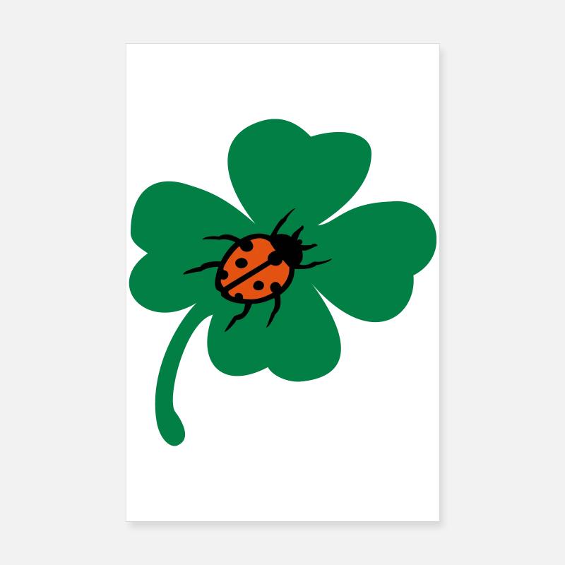 Glück Kleeblatt Marienkäfer Poster 20x30 cm
