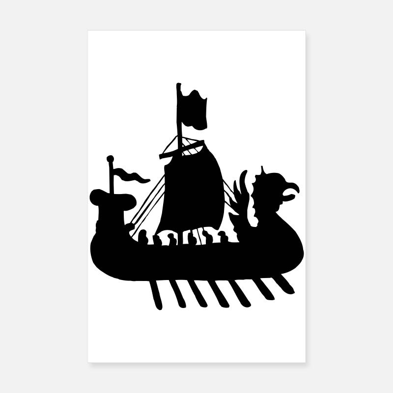 Image d’ombre de bateau viking Poster 20 x 30 cm