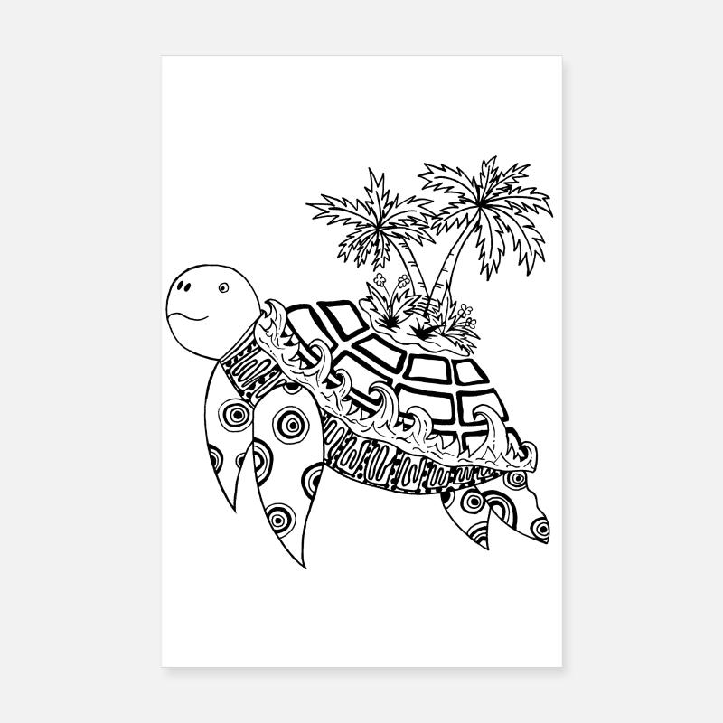 Turtle with island on its back Poster 8" x 12" (20x30 cm)