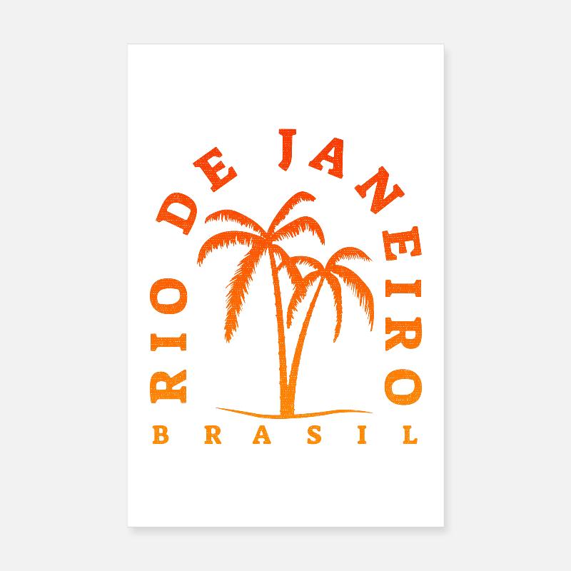 Rio de Janeiro Palm Tree Retro Poster 20x30 cm