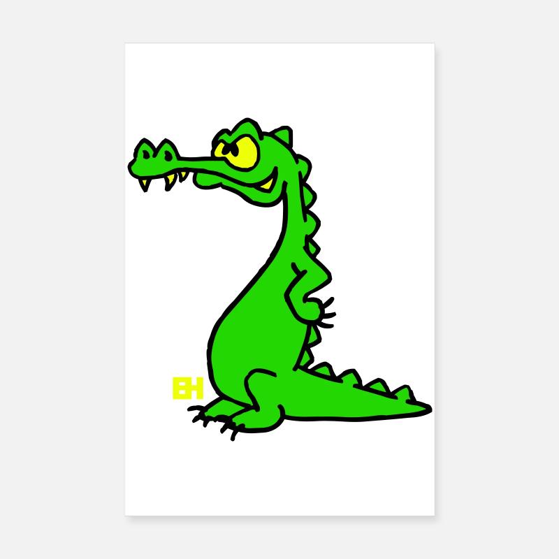 Crocodile souriant, design à trois couleurs Poster 20 x 30 cm