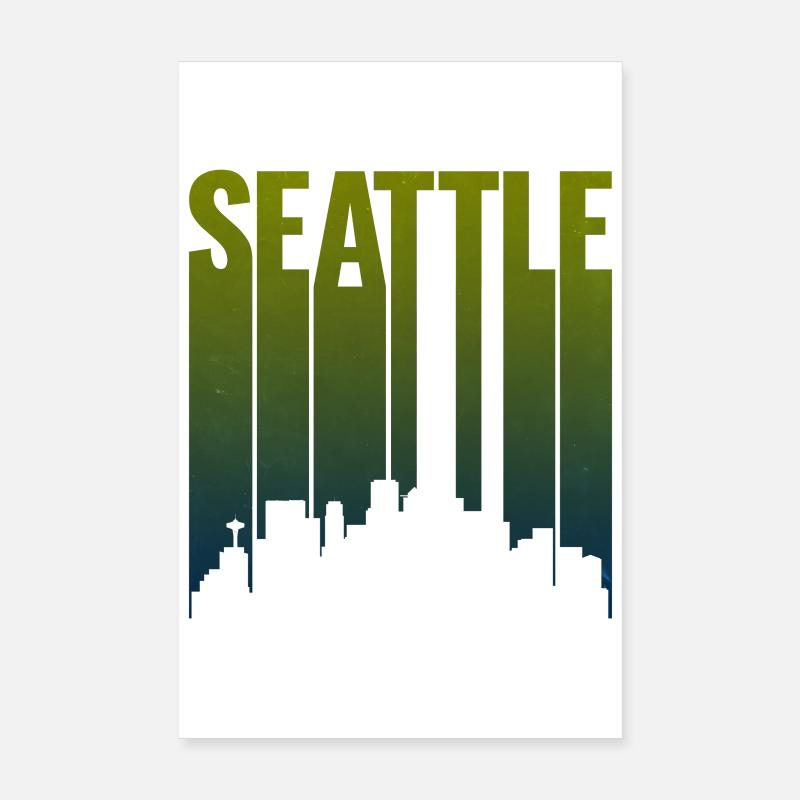 Seattle Skyline Grüngradient Poster 20x30 cm