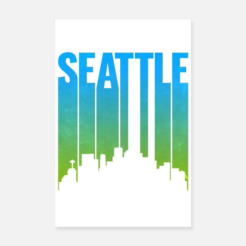 Seattle Neon Skyline Kunstdruck Poster 20x30 cm