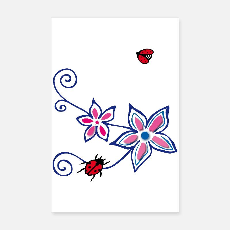 Blume mit Marienkäfer Poster 20x30 cm
