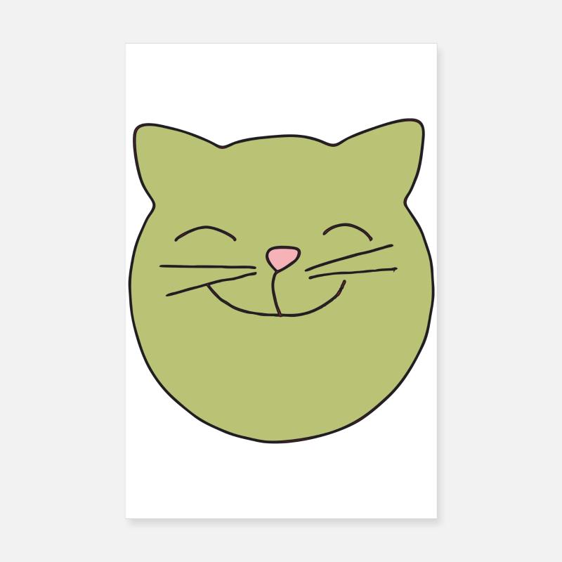 Tête de chat verte Poster 20 x 30 cm