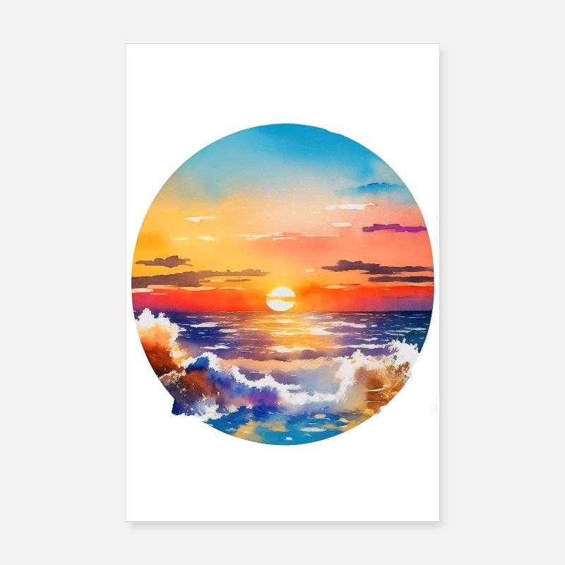 Coucher de soleil sur la mer Poster 20 x 30 cm