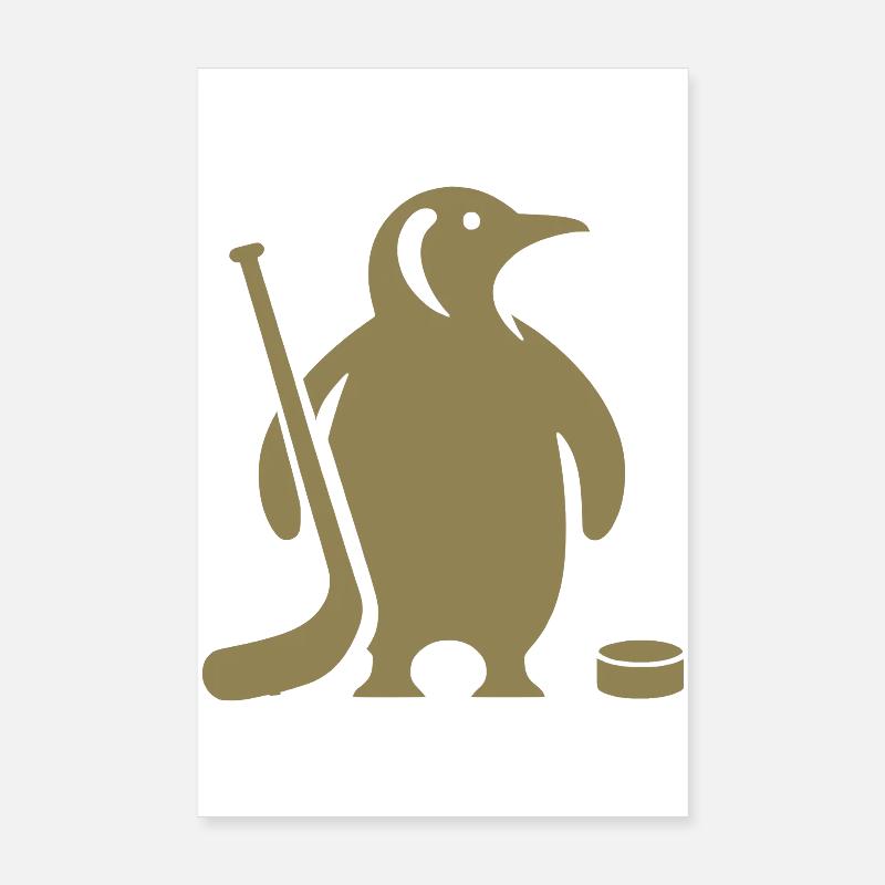 Silhouette minimaliste de hockey sur glace pingouin Poster 20 x 30 cm