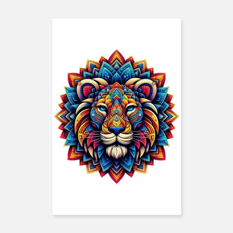 Löwe mit Mandalas verziert Poster 20x30 cm
