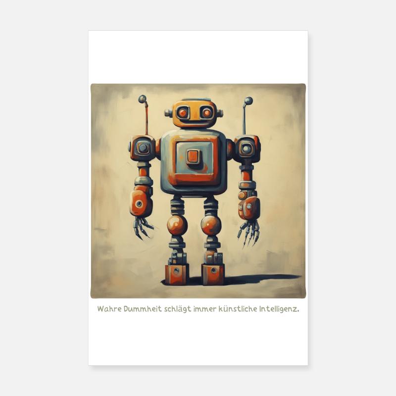 Saying Statement Robot Intelligence Retro Nerd Lo Poster 8" x 12" (20x30 cm)
