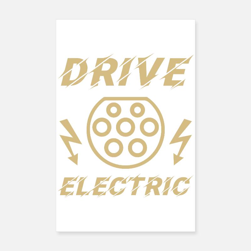 Drive Electric Type 2 Plug Supercharge Electric Poster 8" x 12" (20x30 cm)