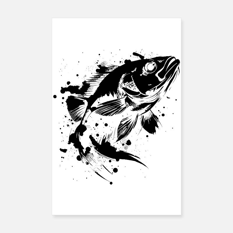Poisson rétro Poster 20 x 30 cm