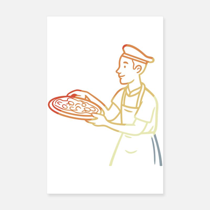 Vintage Pizzabäcker - Poster 20x30 cm - Weiß