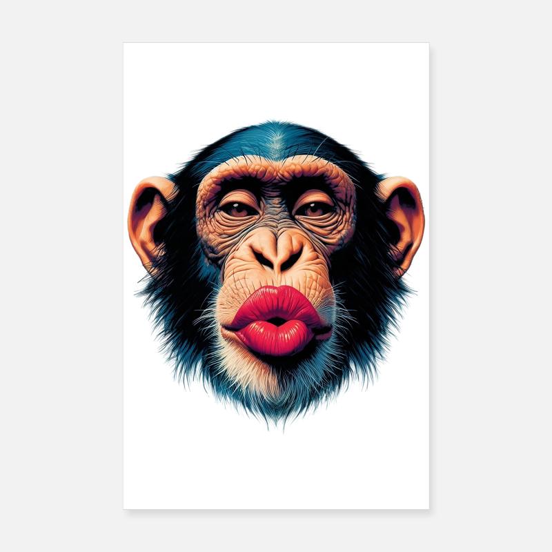 Monkey Kiss Poster 8" x 12" (20x30 cm)