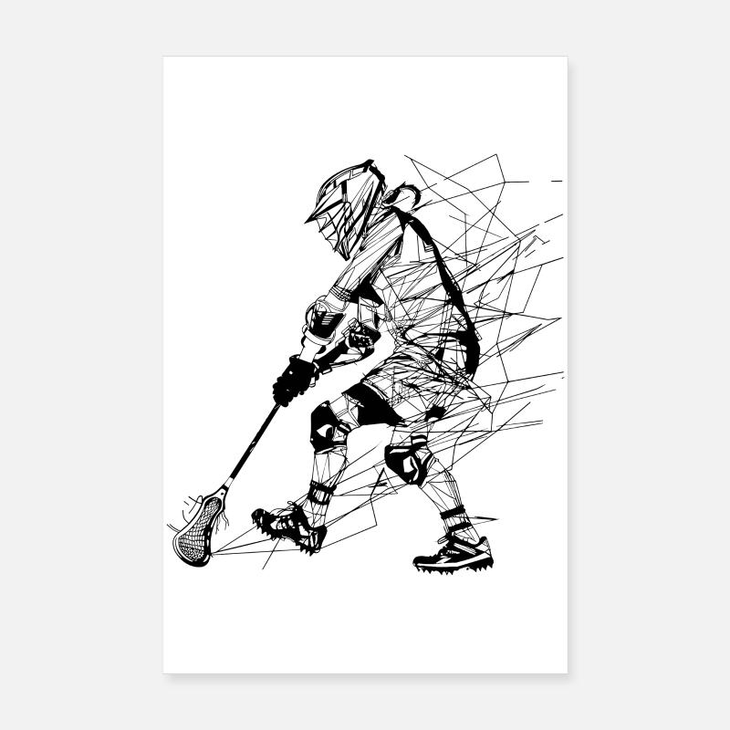 Lacrosse Player Line Drawing Poster 8" x 12" (20x30 cm)