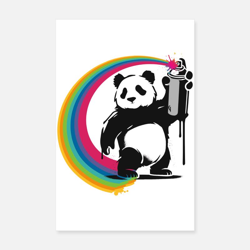 Panda im Stencil-Stil, der eine Sprühdose hält Poster 20x30 cm