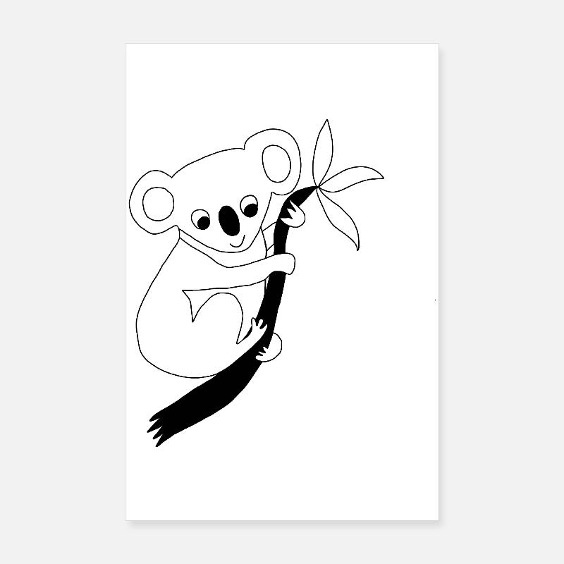 Koala - Graphique en noir et blanc Poster 20 x 30 cm