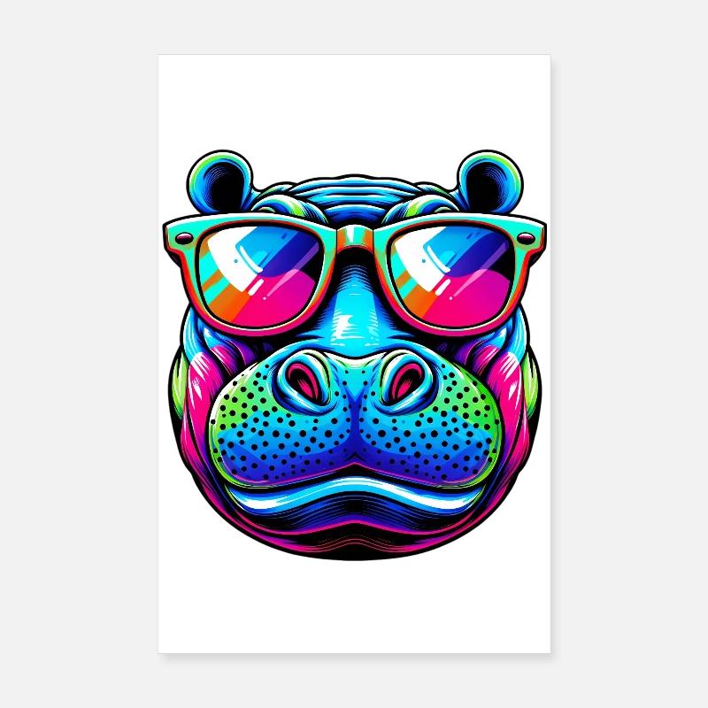 Hippopotame Poster 20 x 30 cm