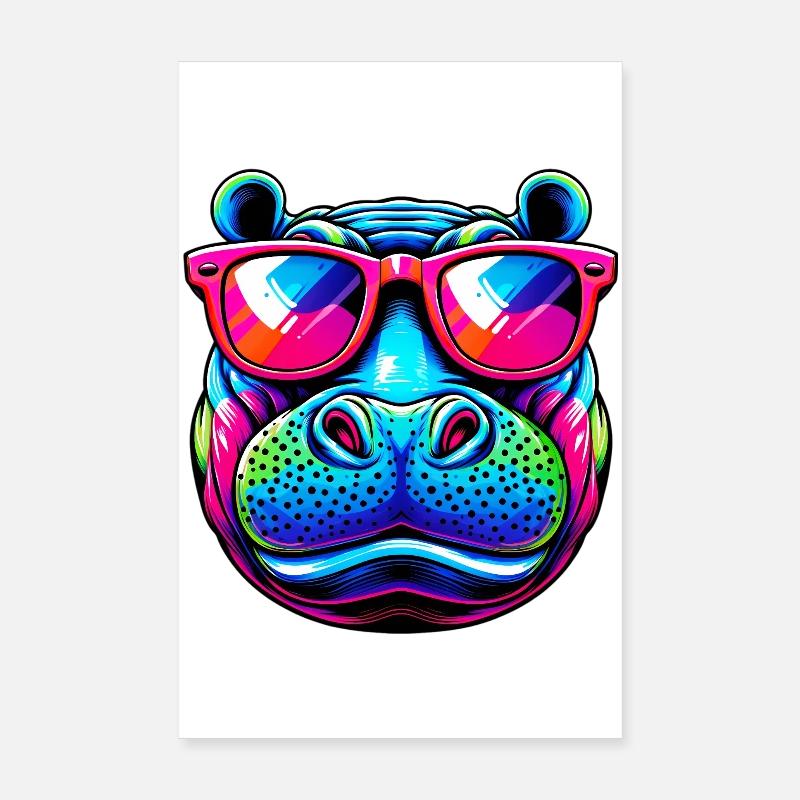 Hippopotame Poster 20 x 30 cm