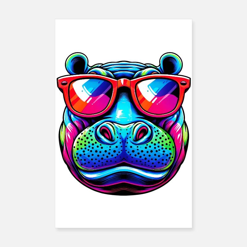 Hippopotame Poster 20 x 30 cm