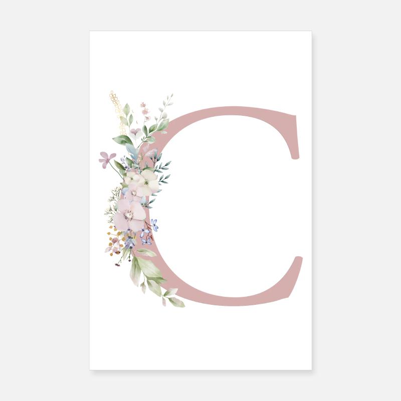 C Monogramme, Floral, Personnalisable Poster 20 x 30 cm