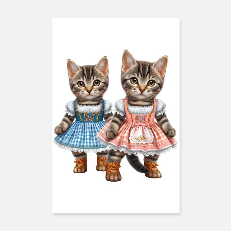Chatons Dirndl Poster 20 x 30 cm