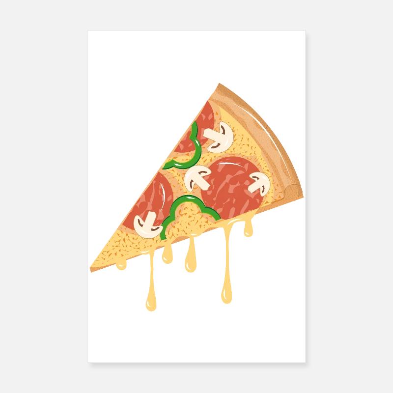 Tranche de pizza dessinée dans un look classique Poster 20 x 30 cm
